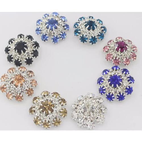 2018 Hot Sale Washable 25mm Round Shank Rhinestone Buttons Top Fashion Diy Metal Silver For Woment Garment Free Shipping 10pcs