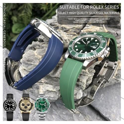 20mm 21mm Nature Rubber Watch Strap Black Green Blue Watch Band for Rolex Daytona GMT OYSTERFLEX DEEPSEA Submariner Belt