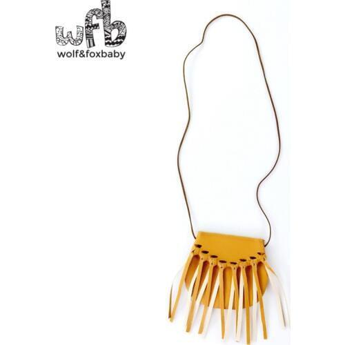 Retail 3-10 years Inclined shoulder bag handmade tassels buttons fashion Kids Children