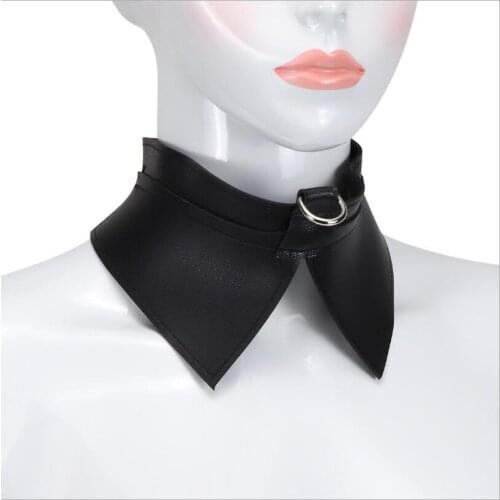 Sexy PU Leather Chain Collar with Leash BDSM Bondage Fetishs Necklace Adult Lingerie Sex Accessories for Woman S0864