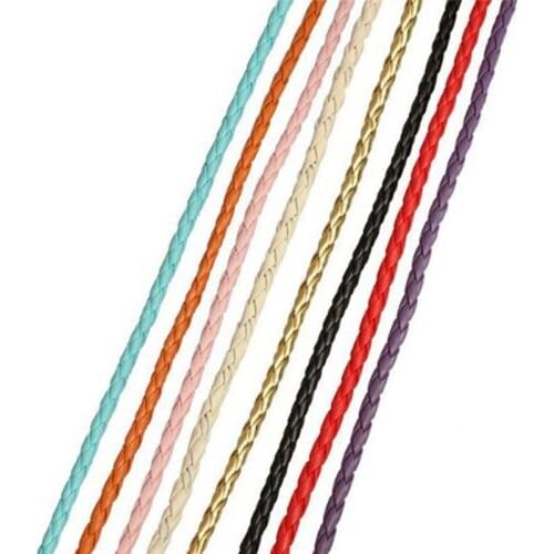 10 Meters/lot Multicolors 3mm 4mm Braided PU Leather Cord Rope for DIY Beading Bracelets Jewelry Making Craft Supplier