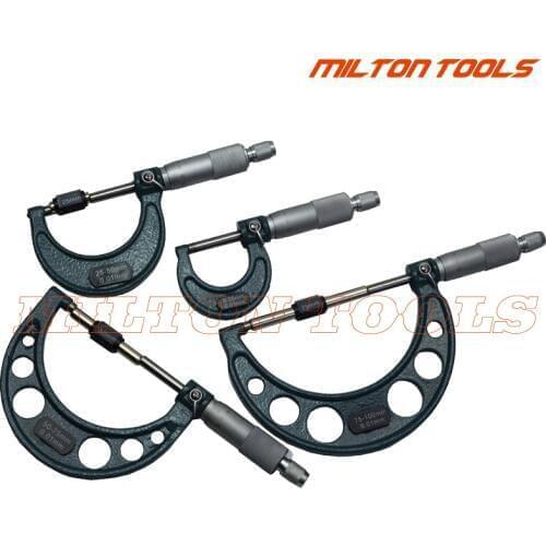 Outside Micrometer Set Ratchet Stop Type 4pcs/set 0-100mm (0-25mm,25-50mm,50-75mm,75-100mm)
