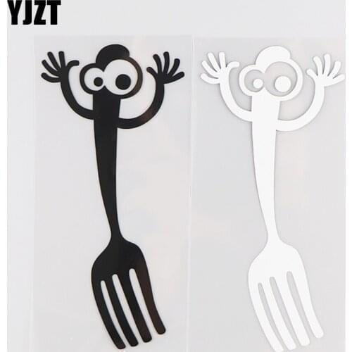 YJZT 7.1×15.4CM Cute Fork Vinyl Decal Cartoon Funny Car Creative Sticker Black/Silver 20D-0191