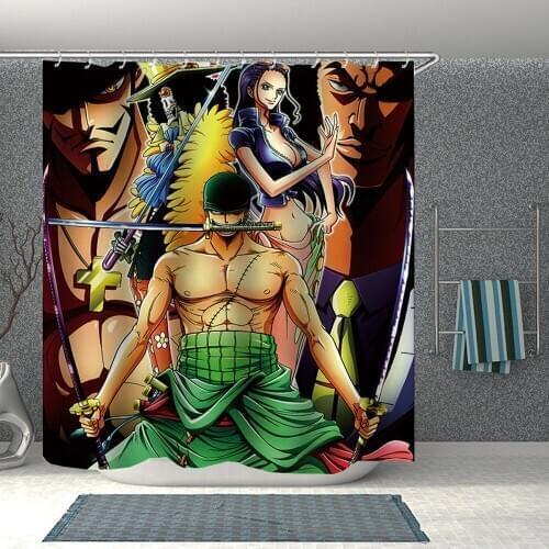 Popular Anime One Piece 3D Print Shower Curtain Polyester Fabric Bathroom Curtain Waterproof Hook Bath Curtain 04