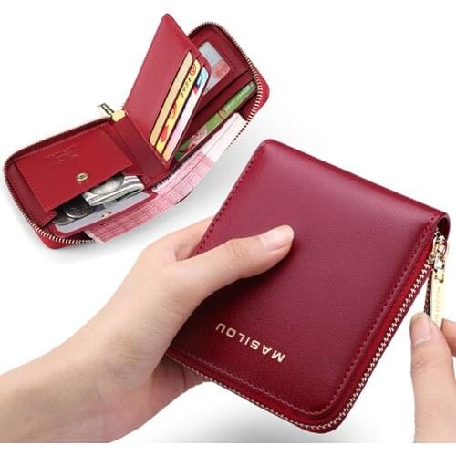 Female Wallet Zipper Genuine Leather Wallet Women Wallet Anti Theft RFID Money Bag Business Card Holder Coin Purse Fashion