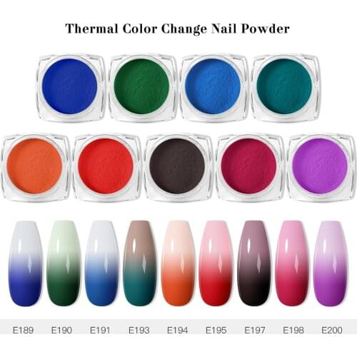 1 Box Thermal Nail Glitter Powder Gradient Color Change Nail Glitter Dust Natural Dry Nail Powder Pigment Nail Art Decorations