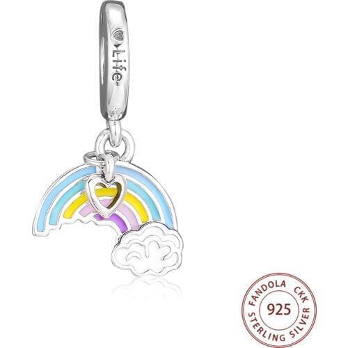 100% 925 Sterling Silver Rainbow Of Love Charms With Mixed Enamel Fits Original Bracelet Charms Beads for Jewelry Making Kralen