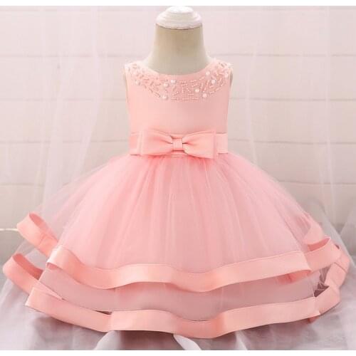 2021 Summer Pageant Infantil 1st Birthday Dress For Baby Girl Baptism Clothes Floral Princess Dresses Toddler Party Wedding