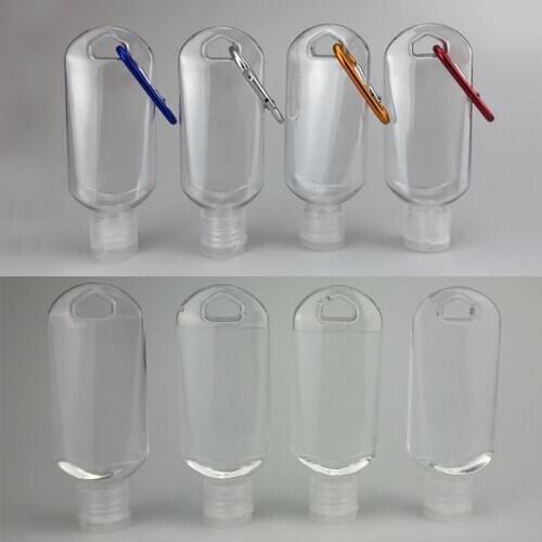 30/50ml Travel Plastic Clear Keychain Bottles Travel Containers Reusable Portable Empty Bottles With Belt Clip Hook 5pcs