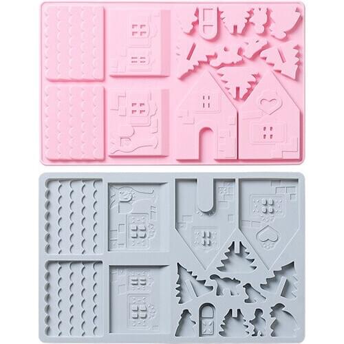 3D Christmas Tree Gingerbread House Silicone Mold Chocolate Cake Mould DIY Biscuits Baking Molds Cake Decoration Accessories