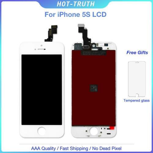 5PCS/Lot for iPhone 5s LCD Touch Screen Digitizer Assembly High Quality 100% AAA + Tempered Film Free Shipping by DHL