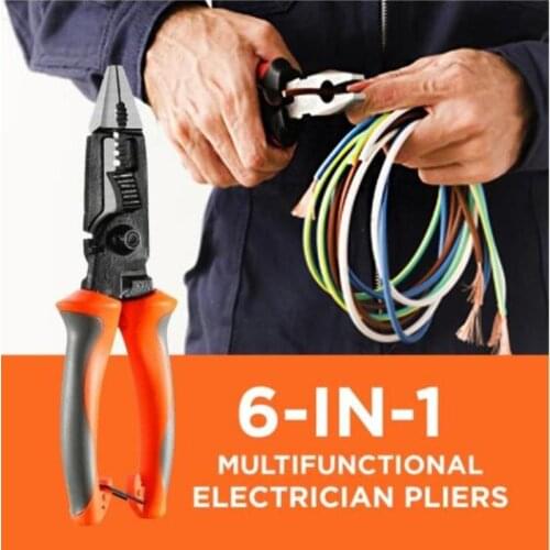 6 In 1 Multifunctional Electrician Pliers Wire Stripper Cutter Professional Pliers Cable Separation Trimming Hand Tool Dropship