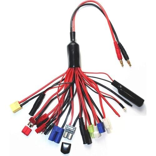 RC Battery Charger Adapter Multi Plug Squid Charger Adapter to 4.0mm Banana Bullet Connector for 18 Different Connectors 18 in 1