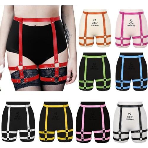 Harajuku Punk Goth Accessories Leather Harness Womens Belt Luxury Garters Stocking Sexy Suspender Belt Buckle Adjust Waist Size