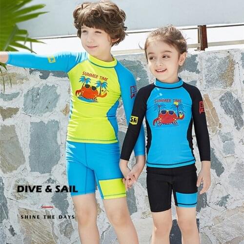 Anti UV Rash Guard for Children Lycra Diving Wetsuit Rushguard for Kids Long Sleeves Swimsuit 2 pieces Swimwear UPF 50+ Skirt