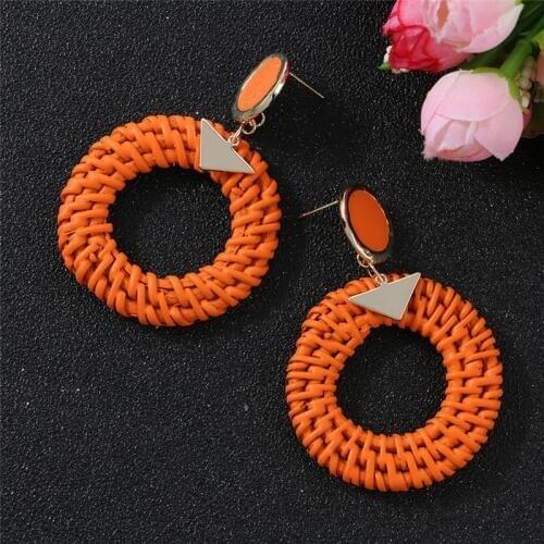 Badu Korea Orange Earrings Trendy Handmade Braided Round Pendant Earrings for Women 2020 Fashion Jewelry Dropshipping wholesale