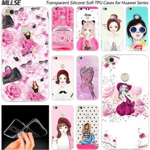 Hot Fashion girl Soft Silicone Case for Huawei NOVA 3 3i 4 Honor 7A Pro 7S 6X 7X 8X 8 9 10 Lite Play View 20 Fashion Cover