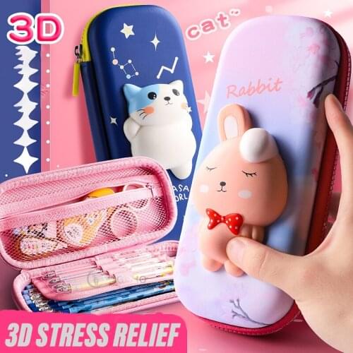 3D Pencil Case EVA Storage Box Lovely Pink Cartoon Pen Bag for School Girl Kawaii Stationery Gift Pouch cute school supplies