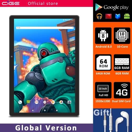 CIGE N9 10 Inch Tablet Android 8.0 10 Core 6G RAM 64GB ROM Tablets PC 4G Lte Phone Call Wifi Gps Bluetooth Gaming