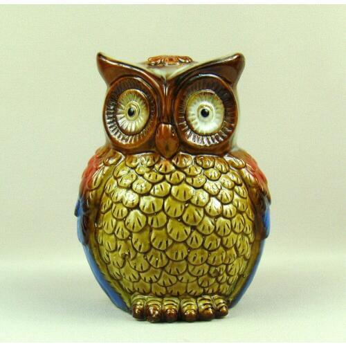 Colourful Porcelain Owl Figurine Money Box Ornamental Ceramics Nighthawk Coin Organizer Decor Art and Craft Present Accessories