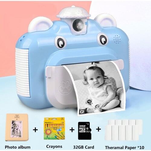 Children Kids Instant Print Polaroid Camera HD 1080P 12MP Lens With Thermal Photo Paper Photo Toys Camera For Birthday Gifts
