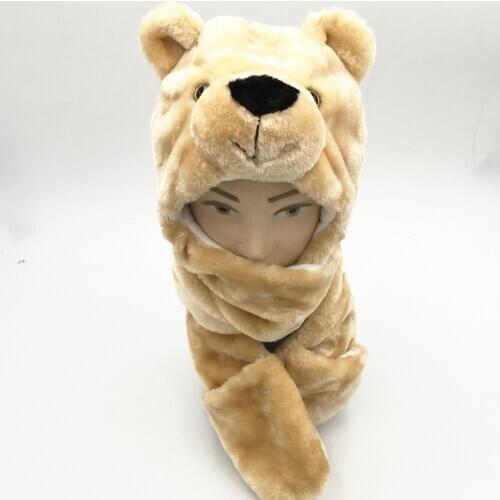 Childrens Winter Cute Toys Hat+Scarf+Gloves 3in1 Kids Animal Plush Cap