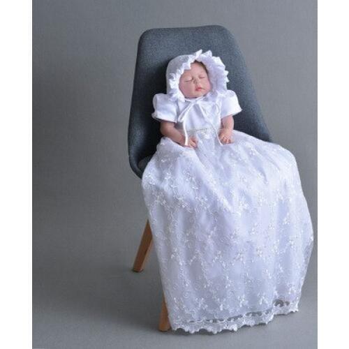 2020 Extra Baby Girl Lace Long Dress Christening Gowns Baptism newborn 1 Year Birthday party Dress for Babies White Princess
