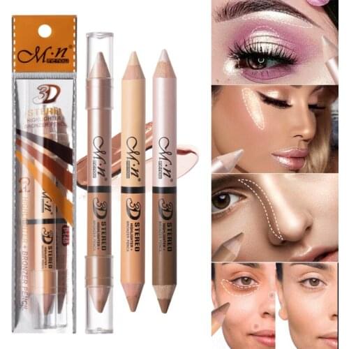 MENOW Double Head 2 Color Liquid Concealer Pen Base Long Lasting Brighten Face Contour Waterproof Highligter Face Makeup TSLM2
