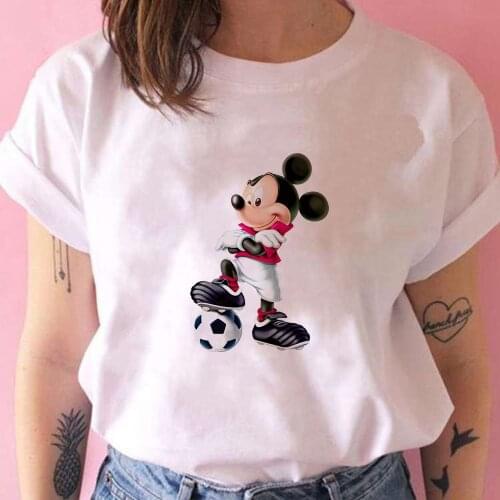 T Shirt Women Streetwear Disney Animation Kawaii Casual Oversize Short Sleeve Hipster Running Kick A Ball Printed Vogue Tshirt