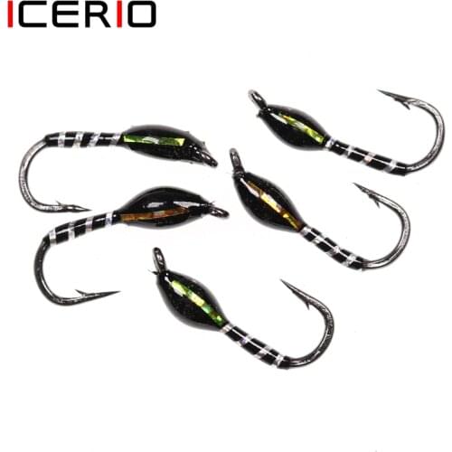 ICERIO 6PCS Buzzers Nymphs Midge Flies Trout Fishing Fly Lures #14
