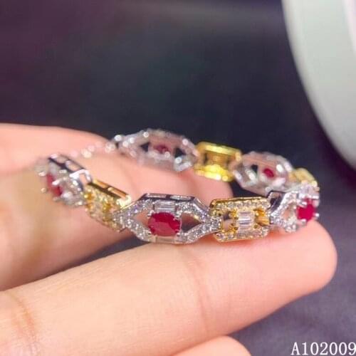 KJJEAXCMY fine jewelry 925 sterling silver inlaid natural ruby bracelet classic girl hand bracelet support test