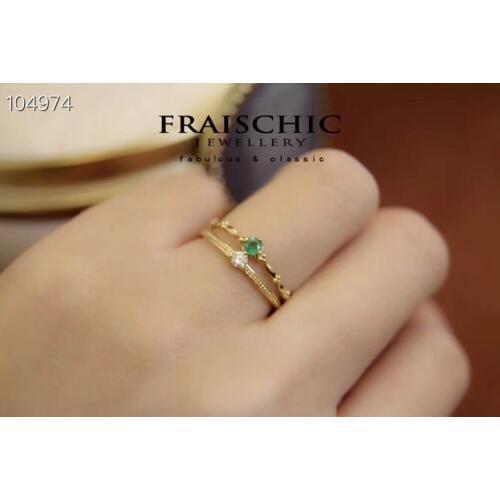 Elegant simple thin two level Natural green emerald gem Ring Natural gemstone ring S925 silver women girl gift party Jewelry