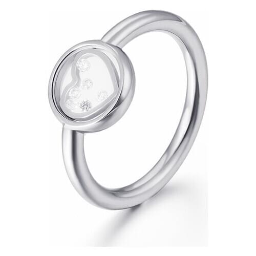 Stainless Steel Tri-color Heart Women Rings Size 6-10 Stone Charm Romantic Rings For Emgagement Wedding Bague Jewelry