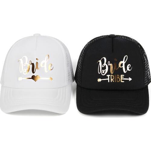 Team Bride Tribe Squad Baseball Cap Mesh Hat BRIDE Gold Print Woman Party Holiday Ready to Get Married Snapback Wedding Hats