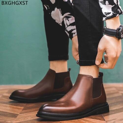 Brown Winter Boots for Man 2021 Fashion Chelsea Boots for Men Male Black Ankle Boots Men Designer Shoes Man Casual Shoes Zapatos