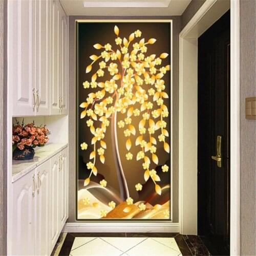Hot new product diamond embroidery gold tree 5d DIY full round diamond painting landscape mosaic home decoration gift