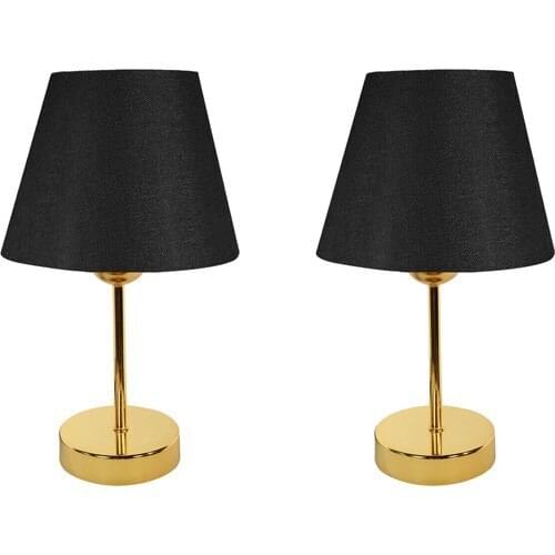 Bysay Sun Metal Pedestal 2'li Lampshade Table Lamp Gold Black