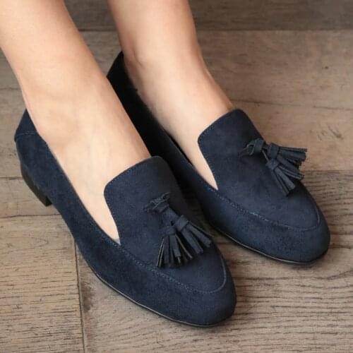 Mio Gusto Brand ABBY, Dark-blue, Gray, Black, Khaiki, low Heel Quality Casual Women 's Loafer Shoes