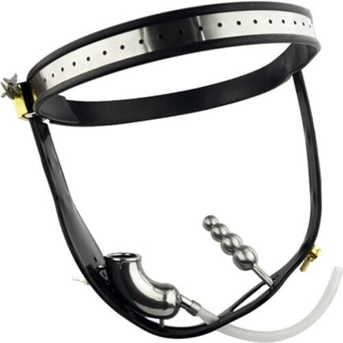 Stainless Steel Male Chastity Belt Virginity Pants with Anal Plug and Catheter Sexy Toys BDSM Bondage Chastity Device G7-4-34