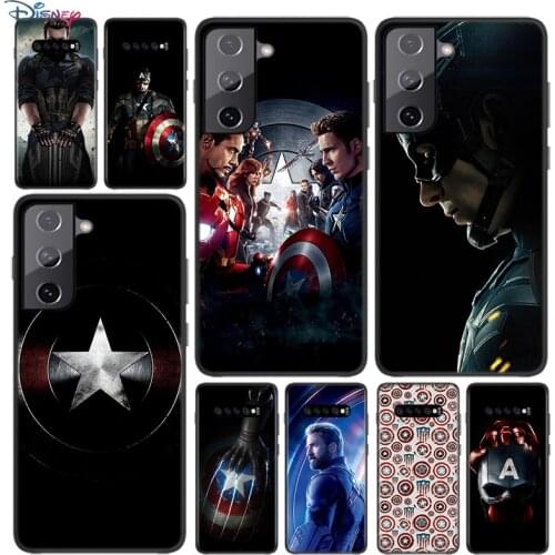 Soft Black Cover Captain America Marvel For Samsung Galaxy S21 S20 FE Ultra S10 S10e Lite S9 S8 S7 Edge Plus Phone Case