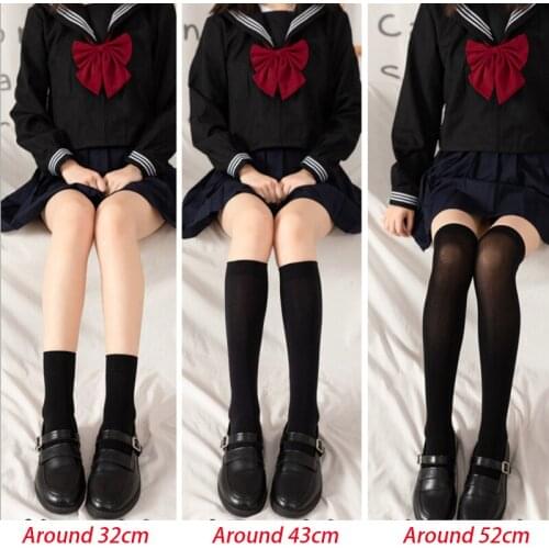 5 Pairs JK Woman Socks Cute Black White Velvet Lolita Long Solid Color Knee High Socks Fashion Kawaii Cosplay Sexy Stockings