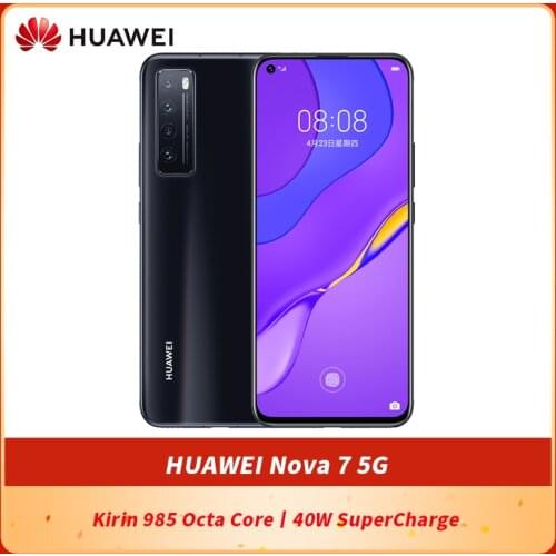 Original HUAWEI Nova 7 5G SmartPhone 6.53 inch Kirin 985 Octa Core 7nm crafts 40W SuperCharge Android 10 NFC