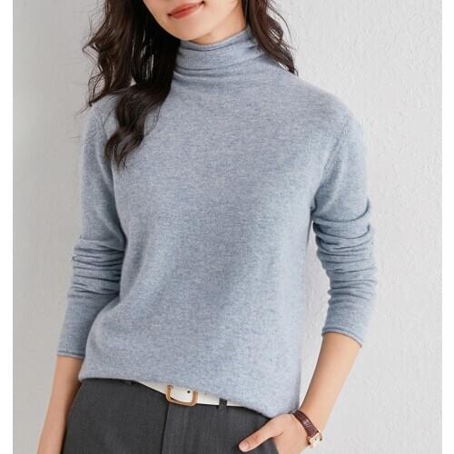 Autumn and winter cashmere sweater sweater turtleneck turtleneck pullover solid color ladies basic knit top black white