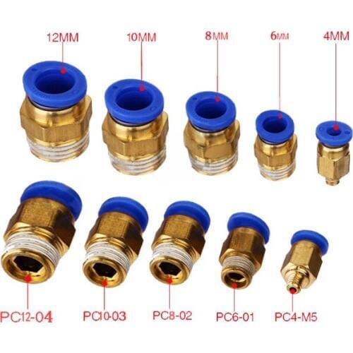 SPC series pneumatic air joint 4 6 8 10 12 16 mm gas pipe tube connector brass thread BSPT 1/8 1/4 3/8 1/2 3/4 inch nozzle