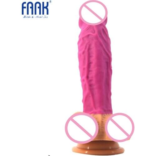 FAAK realistic dildo silicone penis suction big dick sex toys for women lesbian masturbator massage stitching pink skin color