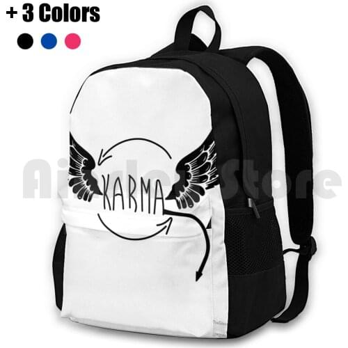 Karma Outdoor Hiking Backpack Riding Climbing Sports Bag Karma Good Bad Unique Cool Luck Choices Decisions Life Angel Demon