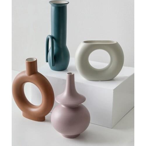 Nordic mini vase decoration modern living room dried flower flower arrangement ceramic frosted art vase home decoration crafts