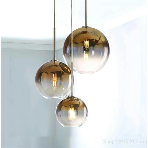 Nordic Led Gold Pendant Light Lighting Ball Glass Pendant Lamp Living Room Lights Hanging Luminaire Suspendu Home Decor Fixture