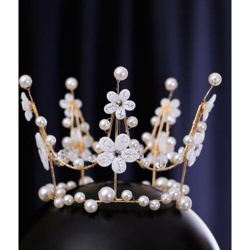 Bridal Crown Headdress Korean Exquisite Round Ball Head Crown Fower Hair Accessories Birthday Photo Studio Wedding Accessories