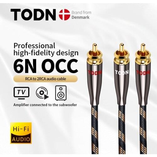 TODN HiFi cable audio RCA cable Audio cable 6N OCC RCA to 2 RCA plug